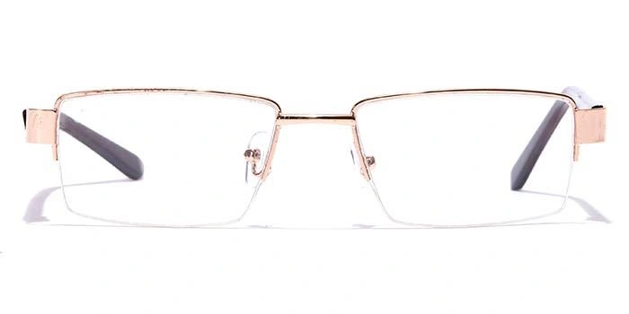 GRAVIATE by Coolwinks E25B7046 Glossy Gold Half Frame Rectangle Eyeglasses for Men and Women-