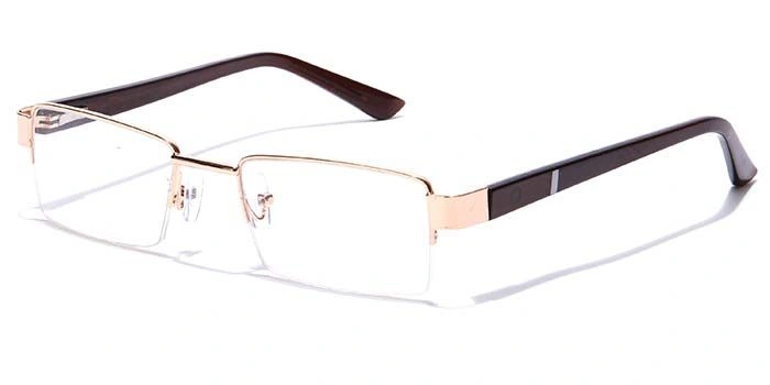 GRAVIATE by Coolwinks E25B7102 Glossy Gold Half Frame Rectangle Eyeglasses for Men and Women-GOLD-1