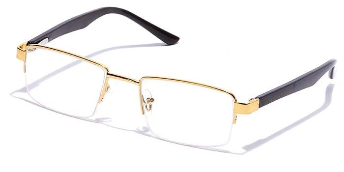 GRAVIATE by Coolwinks E25B7204 Glossy Gold Half Frame Rectangle Eyeglasses for Men and Women-GOLD-1