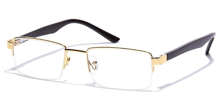 GRAVIATE by Coolwinks E25B7206 Glossy Gold Half Frame Rectangle Eyeglasses for Men and Women-GOLD-1