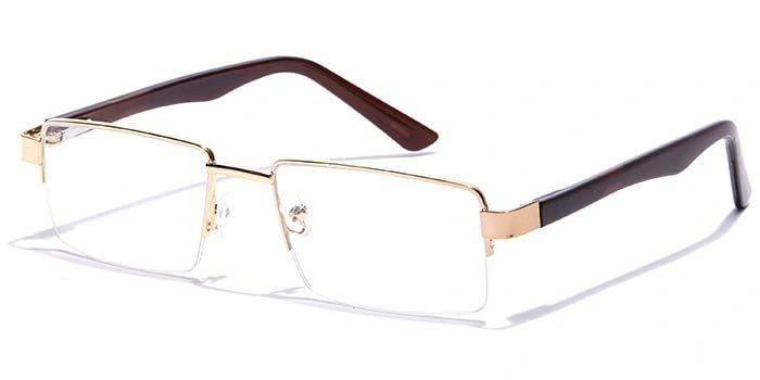 GRAVIATE by Coolwinks E25B7210 Glossy Gold Half Frame Rectangle Eyeglasses for Men and Women-GOLD-1