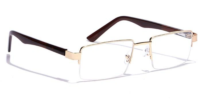 GRAVIATE by Coolwinks E25B7210 Glossy Gold Half Frame Rectangle Eyeglasses for Men and Women-GOLD-2