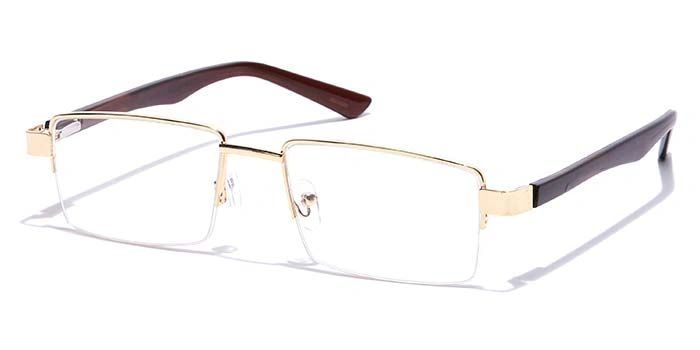 GRAVIATE by Coolwinks E25B7212 Glossy Gold Half Frame Rectangle Eyeglasses for Men and Women-GOLD-1