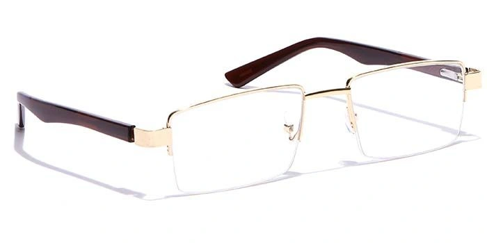 GRAVIATE by Coolwinks E25B7212 Glossy Gold Half Frame Rectangle Eyeglasses for Men and Women-GOLD-2