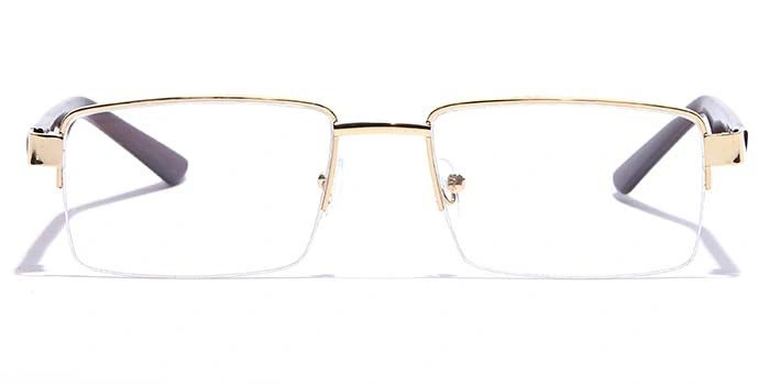 GRAVIATE by Coolwinks E25B7214 Glossy Gold Half Frame Rectangle Eyeglasses for Men and Women-