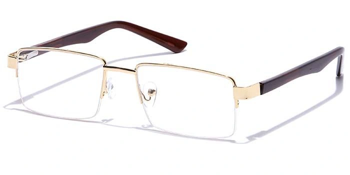 GRAVIATE by Coolwinks E25B7214 Glossy Gold Half Frame Rectangle Eyeglasses for Men and Women-GOLD-1