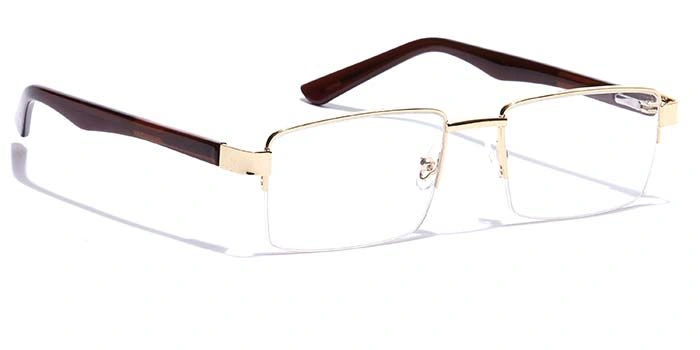 GRAVIATE by Coolwinks E25B7214 Glossy Gold Half Frame Rectangle Eyeglasses for Men and Women-GOLD-2