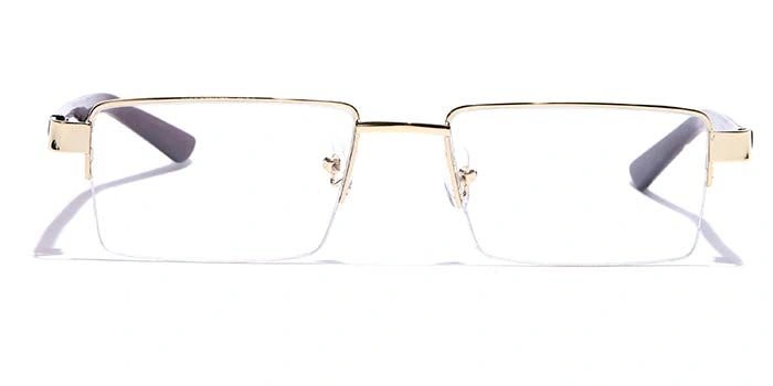 GRAVIATE by Coolwinks E25B7216 Glossy Gold Half Frame Rectangle Eyeglasses for Men and Women-