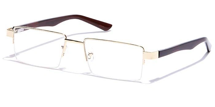 GRAVIATE by Coolwinks E25B7216 Glossy Gold Half Frame Rectangle Eyeglasses for Men and Women-GOLD-1