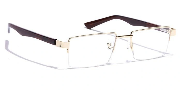 GRAVIATE by Coolwinks E25B7216 Glossy Gold Half Frame Rectangle Eyeglasses for Men and Women-GOLD-2