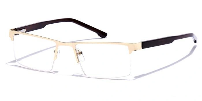 GRAVIATE by Coolwinks E25B7220 Glossy Gold Half Frame Rectangle Eyeglasses for Men and Women-GOLD-1