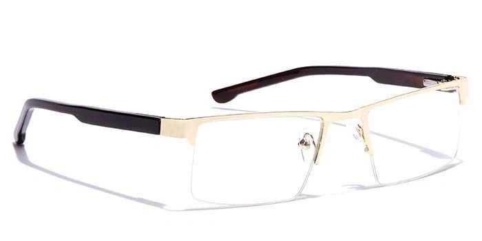 GRAVIATE by Coolwinks E25B7220 Glossy Gold Half Frame Rectangle Eyeglasses for Men and Women-GOLD-2