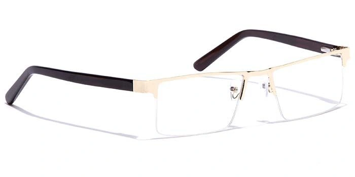 GRAVIATE by Coolwinks E25B7222 Glossy Gold Half Frame Rectangle Eyeglasses for Men and Women-GOLD-2