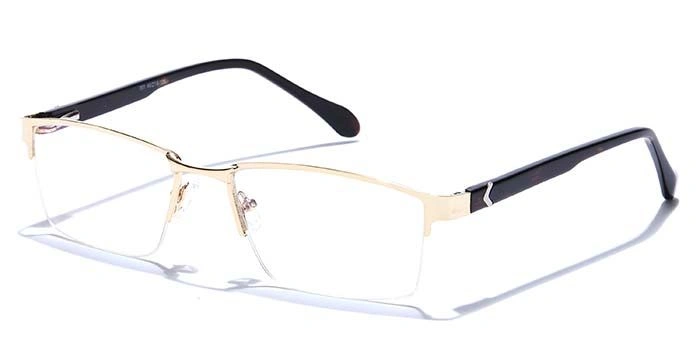 GRAVIATE by Coolwinks E25C6771 Glossy Gold Half Frame Rectangle Eyeglasses for Men and Women-GOLD-1