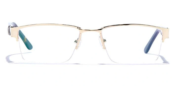 GRAVIATE by Coolwinks E25C6772 Glossy Gold Half Frame Rectangle Eyeglasses for Men and Women-