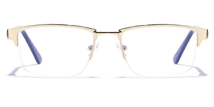 GRAVIATE by Coolwinks E25C6780 Glossy Gold Half Frame Rectangle Eyeglasses for Men and Women-