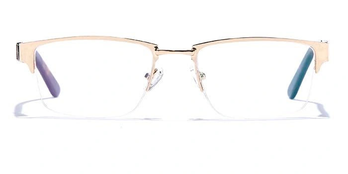 GRAVIATE by Coolwinks E25C6783 Glossy Gold Half Frame Rectangle Eyeglasses for Men and Women-