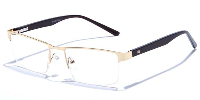 GRAVIATE by Coolwinks E25C6871 Glossy Gold Half Frame Rectangle Eyeglasses for Men and Women-GOLD-1