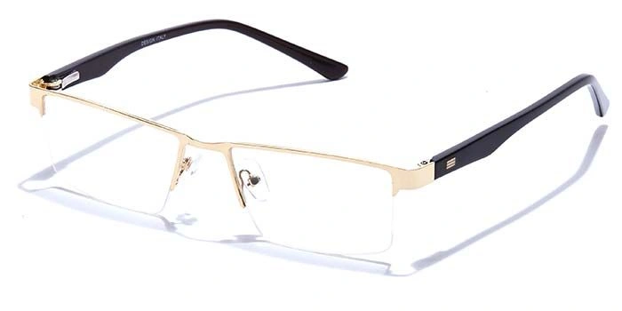 GRAVIATE by Coolwinks E25C6885 Glossy Gold Half Frame Rectangle Eyeglasses for Men and Women-GOLD-1