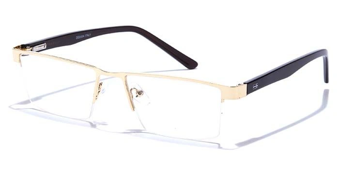 GRAVIATE by Coolwinks E25C6897 Glossy Gold Half Frame Rectangle Eyeglasses for Men and Women-GOLD-1