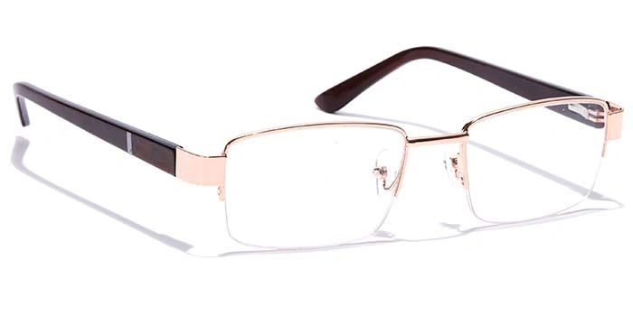 GRAVIATE by Coolwinks E25C7049 Glossy Gold Half Frame Rectangle Eyeglasses for Men and Women-GOLD-2