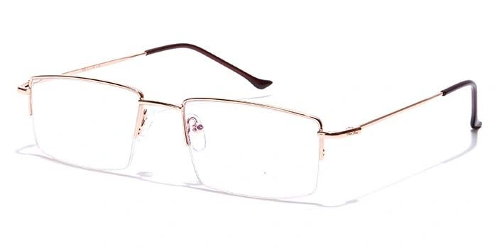 GRAVIATE by Coolwinks E25C7058 Glossy Gold Half Frame Rectangle Eyeglasses for Men and Women-GOLD-1