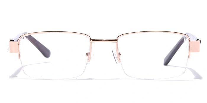 GRAVIATE by Coolwinks E25C7100 Glossy Gold Half Frame Rectangle Eyeglasses for Men and Women-