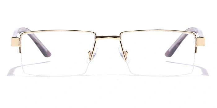 GRAVIATE by Coolwinks E25C7153 Glossy Gold Half Frame Rectangle Eyeglasses for Men and Women-