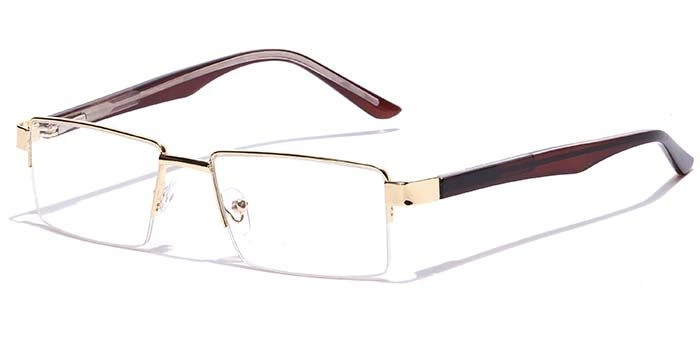 GRAVIATE by Coolwinks E25C7153 Glossy Gold Half Frame Rectangle Eyeglasses for Men and Women-GOLD-1