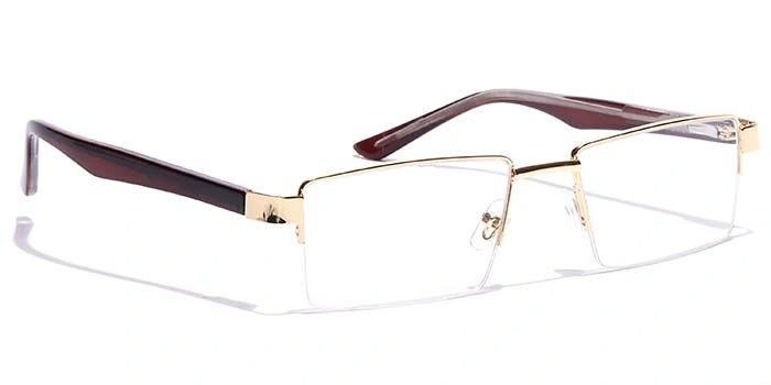 GRAVIATE by Coolwinks E25C7153 Glossy Gold Half Frame Rectangle Eyeglasses for Men and Women-GOLD-2