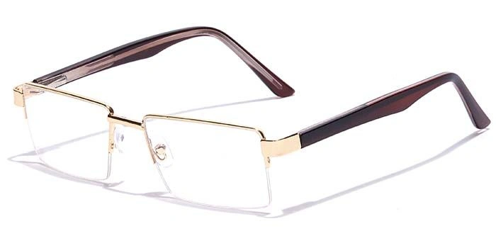 GRAVIATE by Coolwinks E25C7159 Glossy Gold Half Frame Rectangle Eyeglasses for Men and Women-GOLD-1