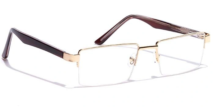 GRAVIATE by Coolwinks E25C7159 Glossy Gold Half Frame Rectangle Eyeglasses for Men and Women-GOLD-2