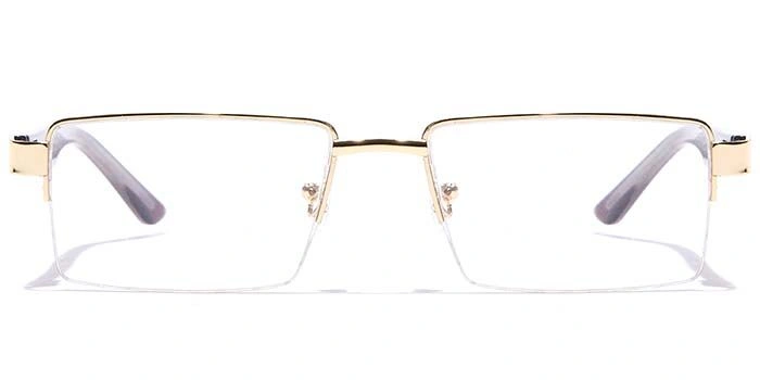 GRAVIATE by Coolwinks E25C7161 Glossy Gold Half Frame Rectangle Eyeglasses for Men and Women-