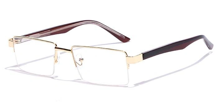 GRAVIATE by Coolwinks E25C7161 Glossy Gold Half Frame Rectangle Eyeglasses for Men and Women-GOLD-1