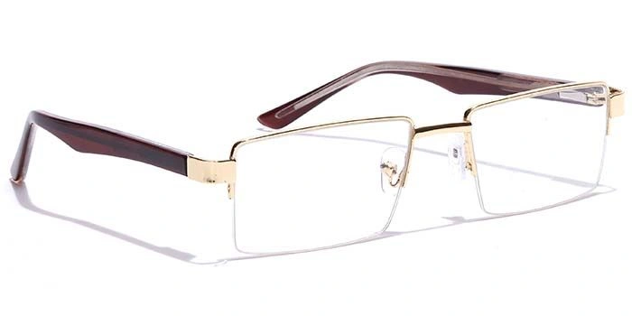 GRAVIATE by Coolwinks E25C7161 Glossy Gold Half Frame Rectangle Eyeglasses for Men and Women-GOLD-2