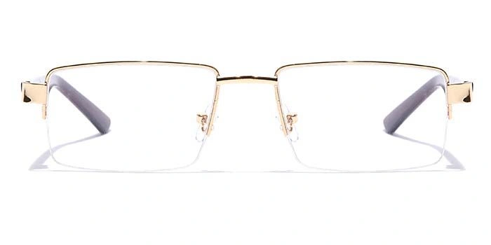 GRAVIATE by Coolwinks E25C7163 Glossy Gold Half Frame Rectangle Eyeglasses for Men and Women-