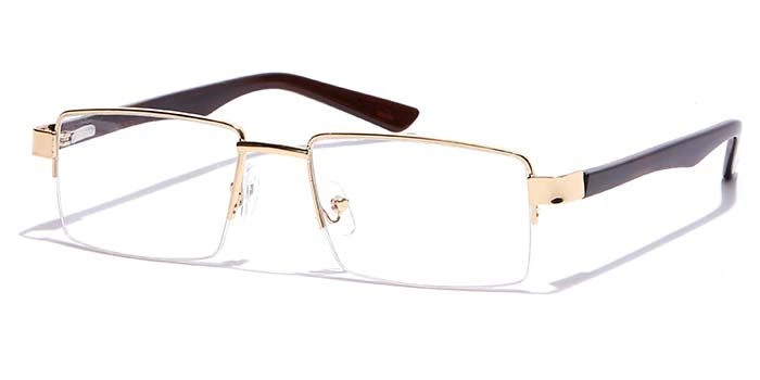 GRAVIATE by Coolwinks E25C7163 Glossy Gold Half Frame Rectangle Eyeglasses for Men and Women-GOLD-1