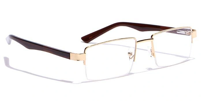 GRAVIATE by Coolwinks E25C7163 Glossy Gold Half Frame Rectangle Eyeglasses for Men and Women-GOLD-2