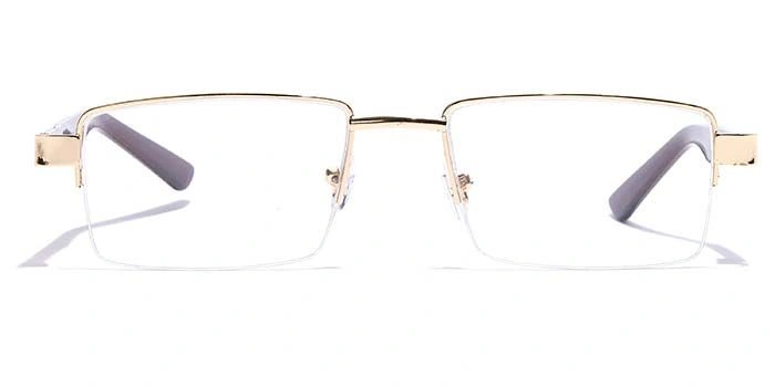 GRAVIATE by Coolwinks E25C7165 Glossy Gold Half Frame Rectangle Eyeglasses for Men and Women-