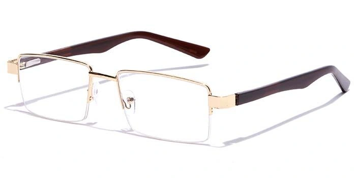 GRAVIATE by Coolwinks E25C7165 Glossy Gold Half Frame Rectangle Eyeglasses for Men and Women-GOLD-1