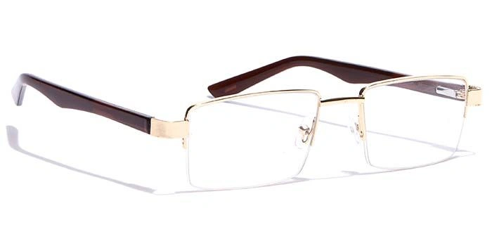 GRAVIATE by Coolwinks E25C7165 Glossy Gold Half Frame Rectangle Eyeglasses for Men and Women-GOLD-2