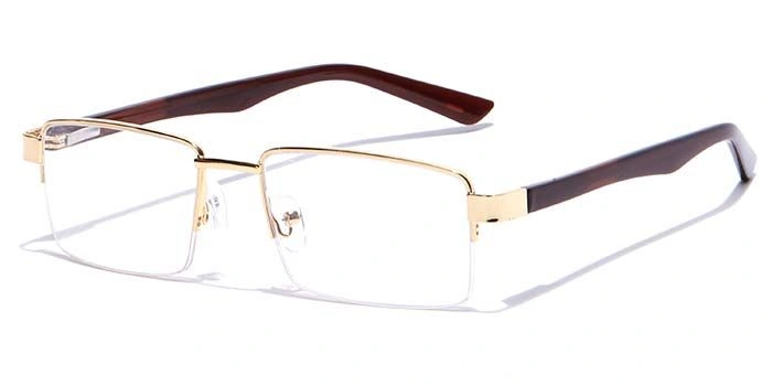 GRAVIATE by Coolwinks E25C7167 Glossy Gold Half Frame Rectangle Eyeglasses for Men and Women-GOLD-1