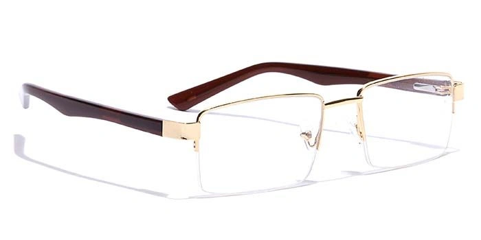 GRAVIATE by Coolwinks E25C7167 Glossy Gold Half Frame Rectangle Eyeglasses for Men and Women-GOLD-2