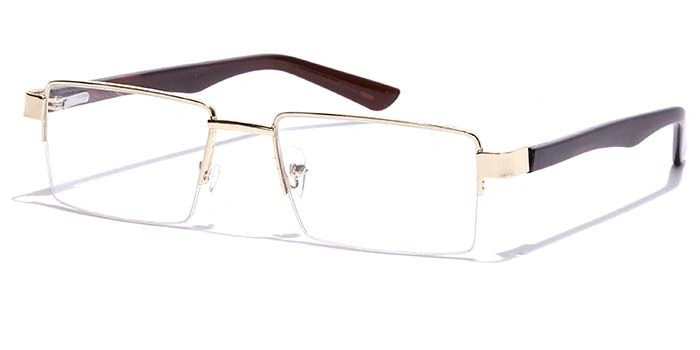 GRAVIATE by Coolwinks E25C7169 Glossy Gold Half Frame Rectangle Eyeglasses for Men and Women-GOLD-1