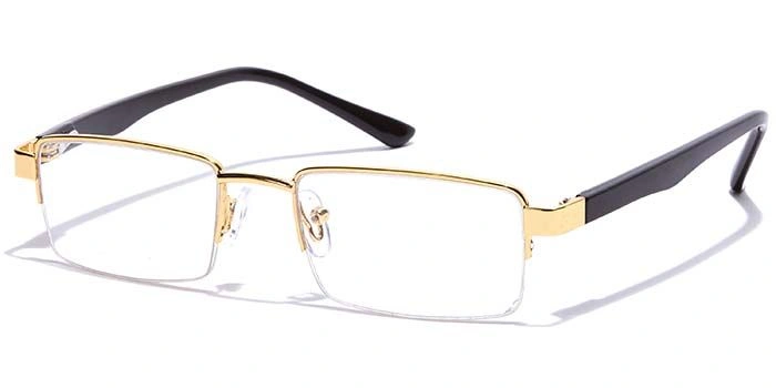 GRAVIATE by Coolwinks E25C7173 Glossy Gold Half Frame Rectangle Eyeglasses for Men and Women-GOLD-1