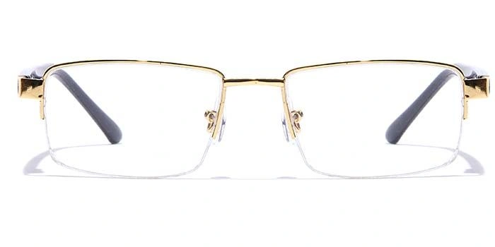 GRAVIATE by Coolwinks E25C7175 Glossy Gold Half Frame Rectangle Eyeglasses for Men and Women-