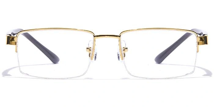 GRAVIATE by Coolwinks E25C7177 Glossy Gold Half Frame Rectangle Eyeglasses for Men and Women-