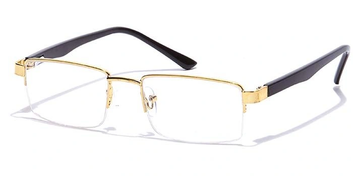 GRAVIATE by Coolwinks E25C7177 Glossy Gold Half Frame Rectangle Eyeglasses for Men and Women-GOLD-1