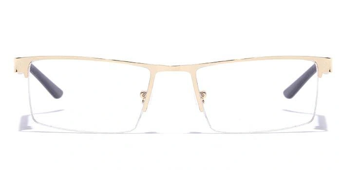 GRAVIATE by Coolwinks E25C7185 Glossy Gold Half Frame Rectangle Eyeglasses for Men and Women-