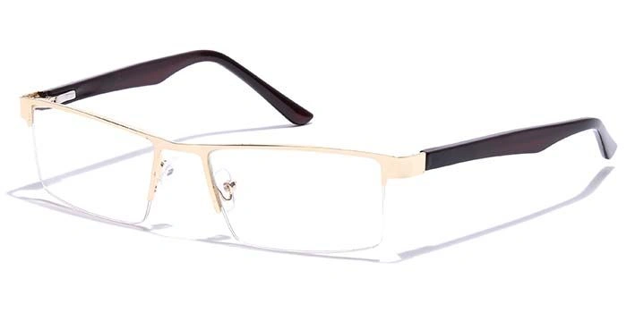 GRAVIATE by Coolwinks E25C7185 Glossy Gold Half Frame Rectangle Eyeglasses for Men and Women-GOLD-1